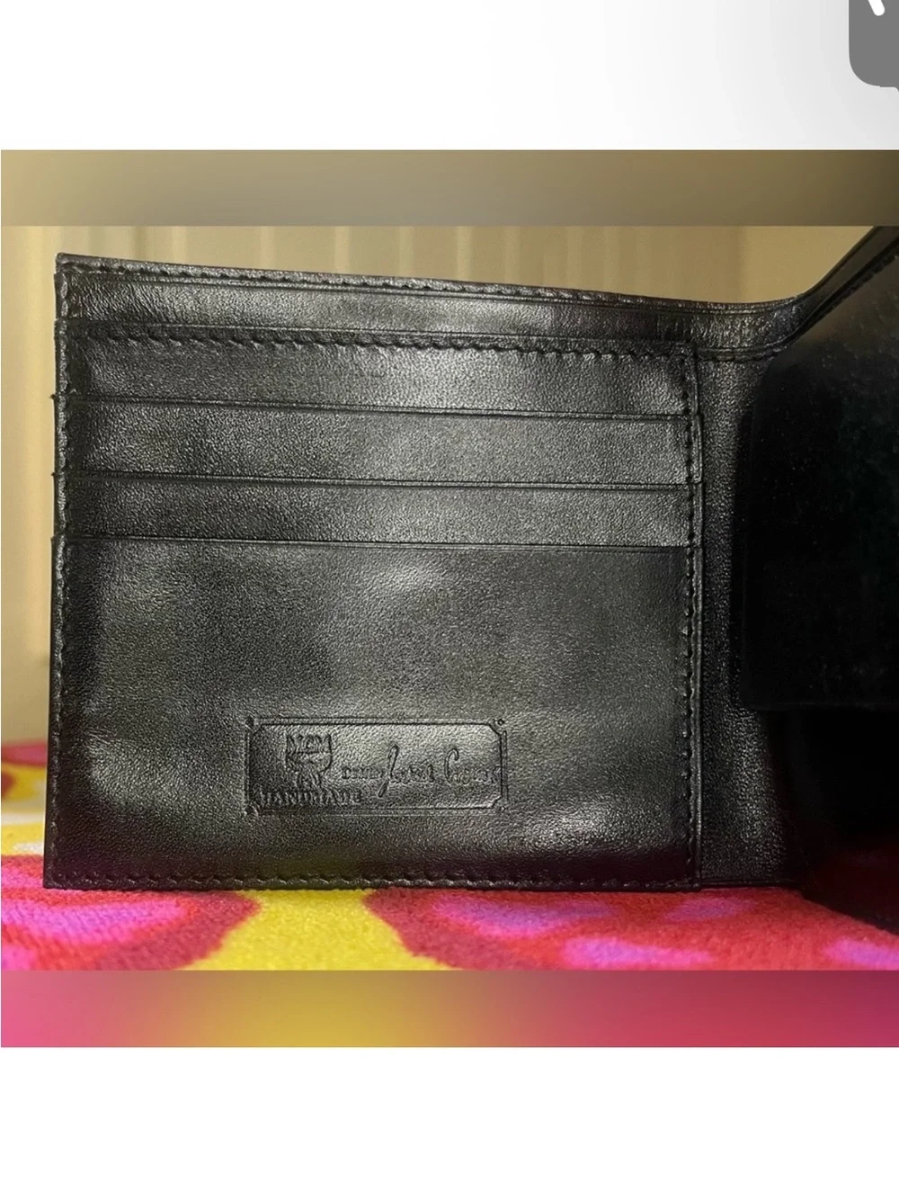 MCM Black Bifold Men's Wallet Logo Pattern Credit Card Folding Theme Logo